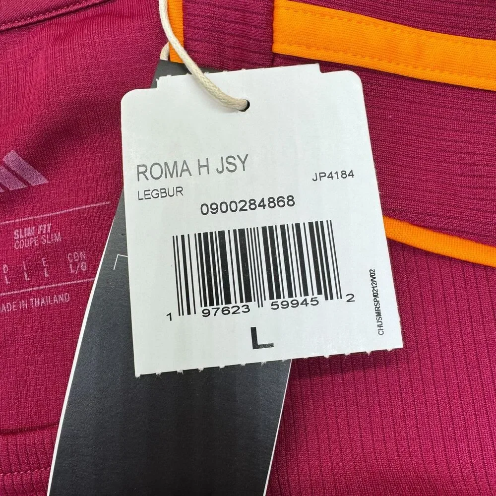 NEW AS Roma Adidas 2025/26 Home Stadium Short Sleeve Soccer Jersey Sz LG